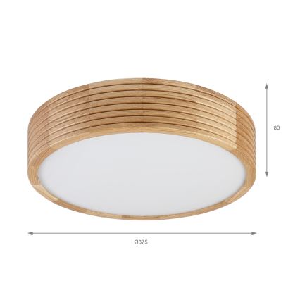 Kúpeľňové stropné svietidlo LINARO 3xE27/15W/230V IP54 dubový, priemer 37 cm