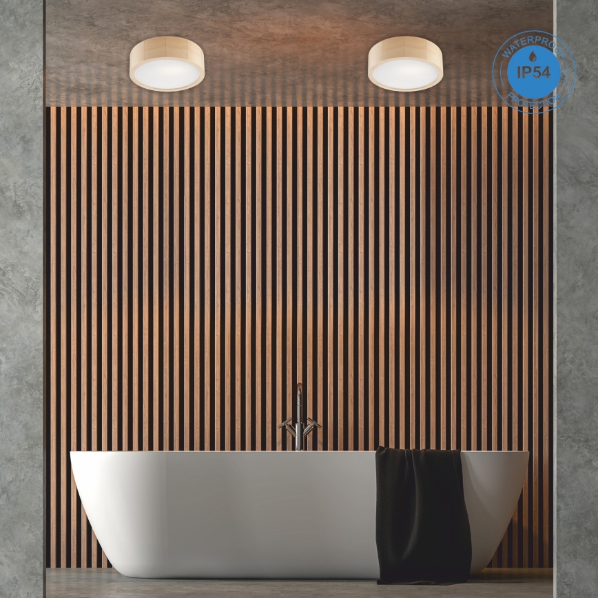 Kúpeľňové stropné svietidlo NATURAL 2xE27/15W/230V IP54 borovica ø 27 cm