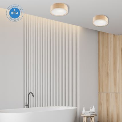 Kúpeľňové stropné svietidlo NATURAL 2xE27/15W/230V IP54 borovica ø 27 cm