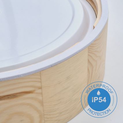 Kúpeľňové stropné svietidlo NATURAL 2xE27/15W/230V IP54 borovica ø 27 cm