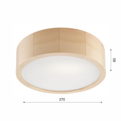 Kúpeľňové stropné svietidlo NATURAL 2xE27/15W/230V IP54 borovica ø 27 cm