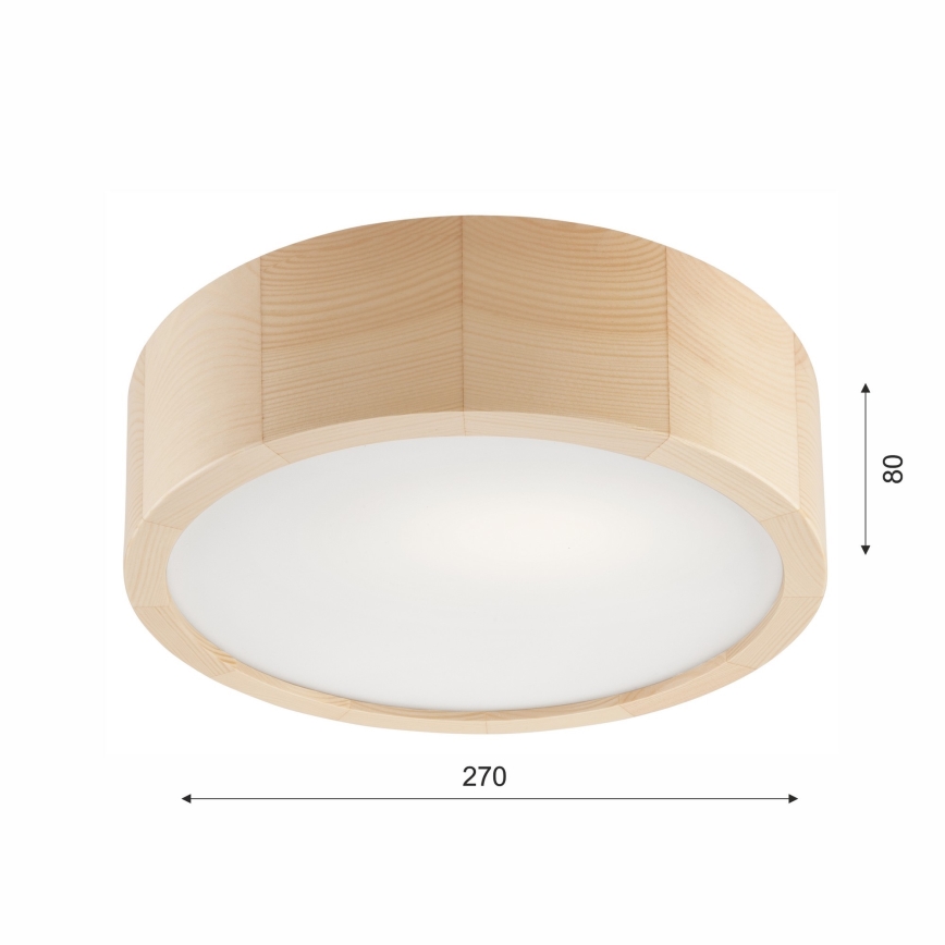 Kúpeľňové stropné svietidlo NATURAL 2xE27/15W/230V IP54 borovica ø 27 cm
