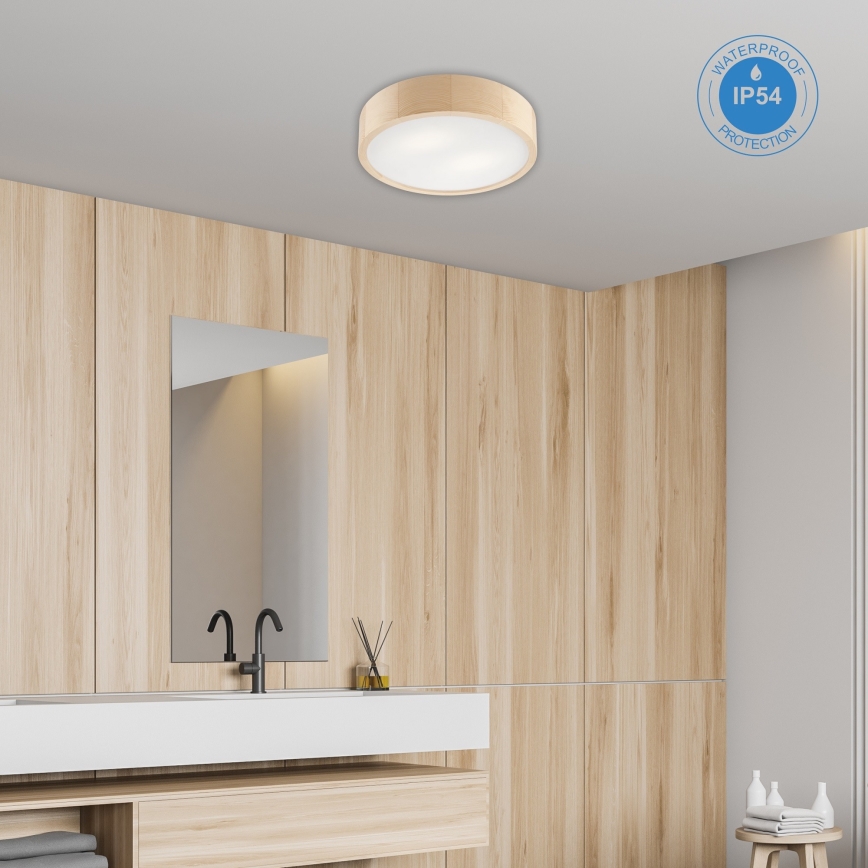 Kúpeľňové stropné svietidlo NATURAL 3xE27/15W/230V IP54 borovica ø 37 cm