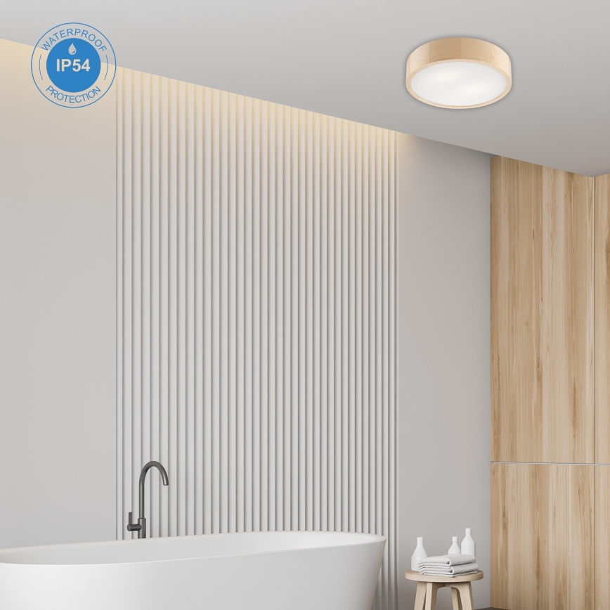 Kúpeľňové stropné svietidlo NATURAL 3xE27/15W/230V IP54 borovica ø 37 cm