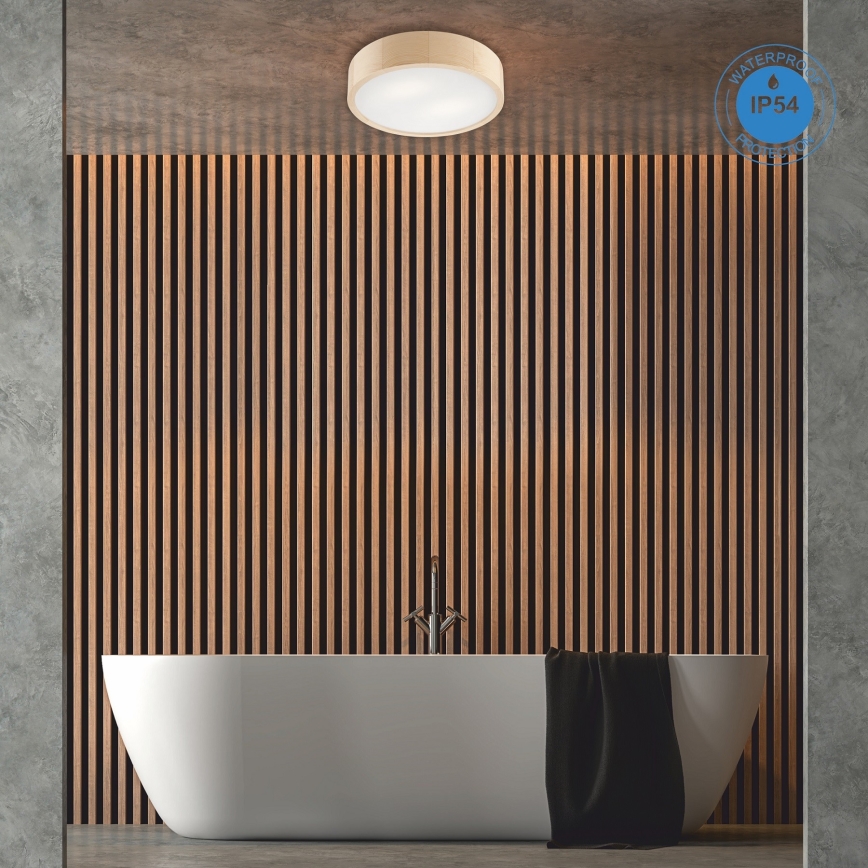 Kúpeľňové stropné svietidlo NATURAL 3xE27/15W/230V IP54 borovica ø 37 cm