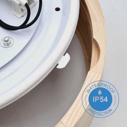 Kúpeľňové stropné svietidlo NATURAL 3xE27/15W/230V IP54 borovica ø 37 cm