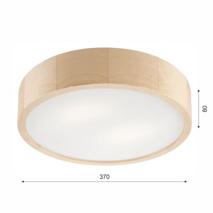 Kúpeľňové stropné svietidlo NATURAL 3xE27/15W/230V IP54 borovica ø 37 cm
