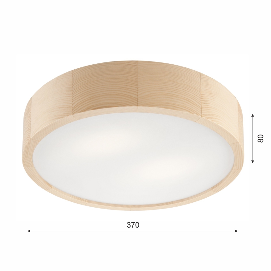 Kúpeľňové stropné svietidlo NATURAL 3xE27/15W/230V IP54 borovica ø 37 cm