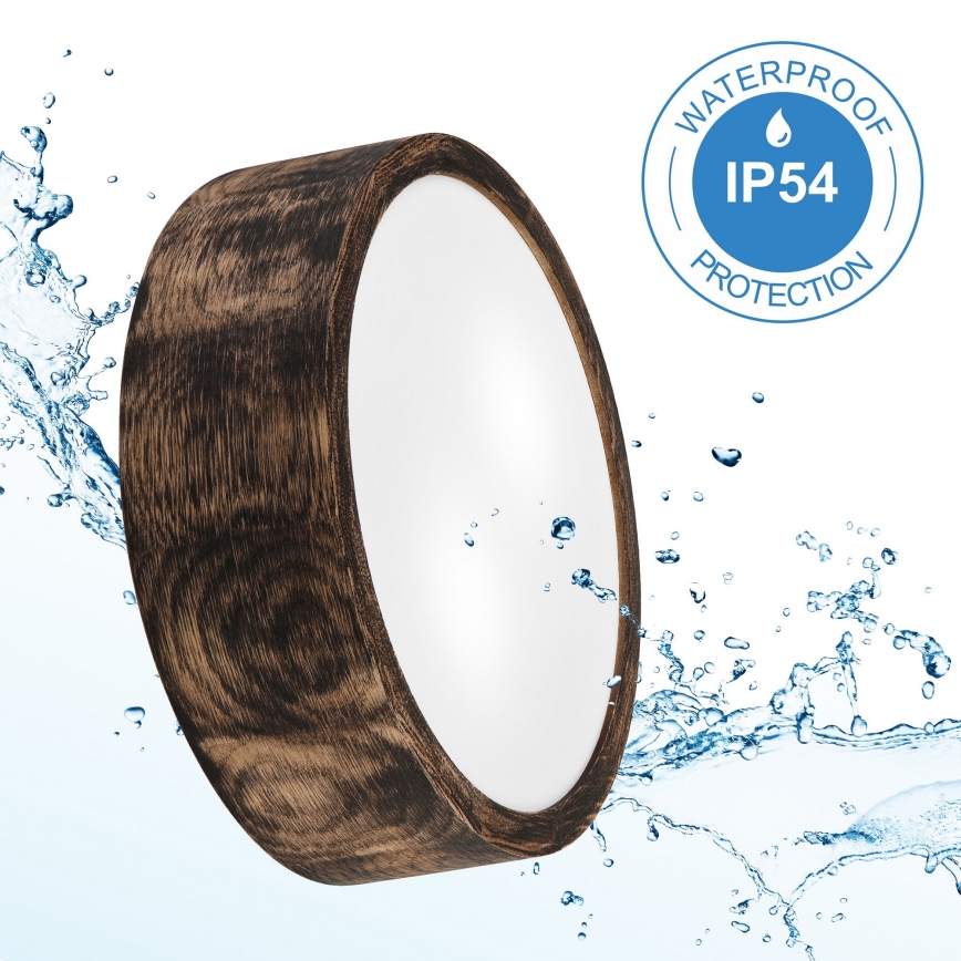 Kúpeľňové stropné svietidlo OAK SMOKY 2xE27/15W/230V IP54 ø 27,5 cm dub/hnedá