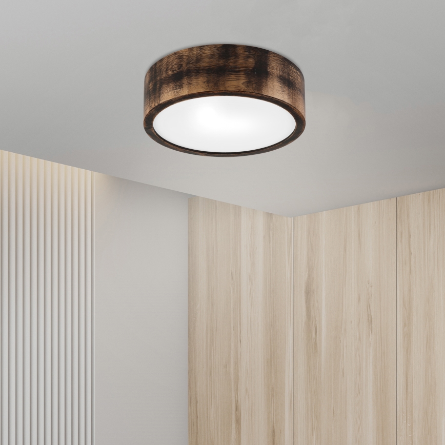 Kúpeľňové stropné svietidlo OAK SMOKY 2xE27/15W/230V IP54 ø 27,5 cm dub/hnedá