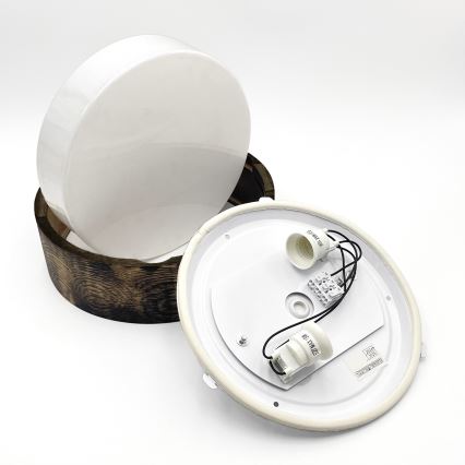 Kúpeľňové stropné svietidlo OAK SMOKY 2xE27/15W/230V IP54 ø 27,5 cm dub/hnedá