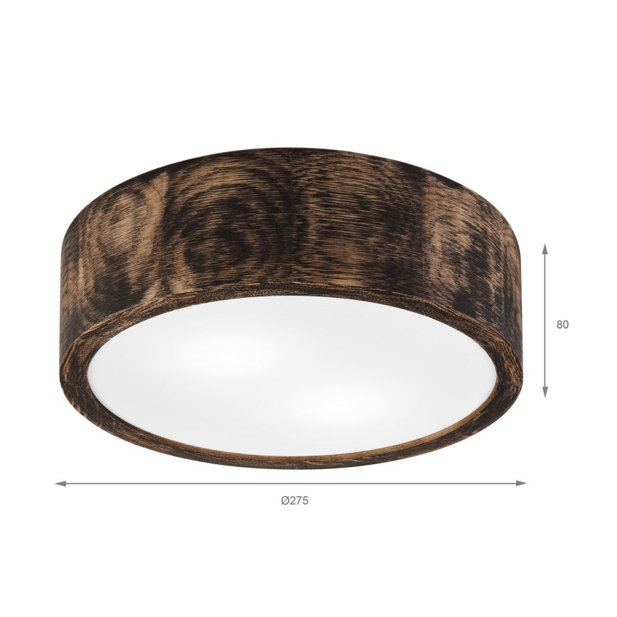 Kúpeľňové stropné svietidlo OAK SMOKY 2xE27/15W/230V IP54 ø 27,5 cm dub/hnedá