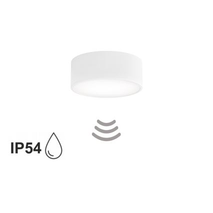 Kúpeľňové stropné svietidlo so senzorom CLEO 1xE27/24W/230V priemer 20 cm IP54 biela