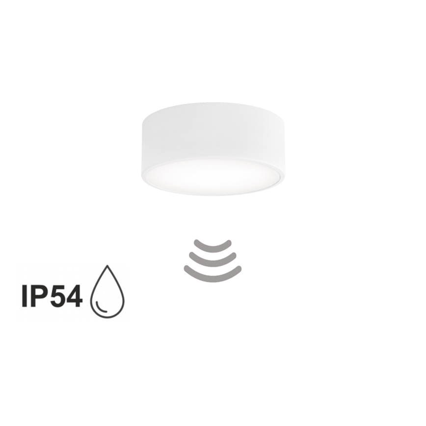 Kúpeľňové stropné svietidlo so senzorom CLEO 1xE27/24W/230V priemer 20 cm IP54 biela