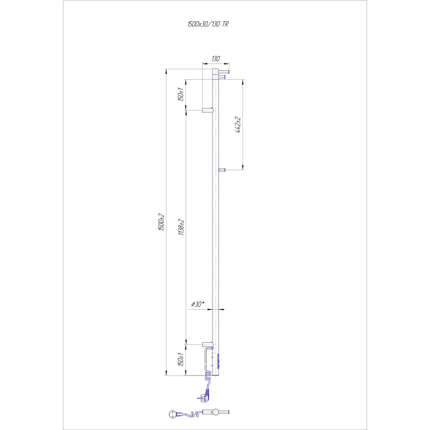 Kúpeľňový radiátor RAY 35W/230V 150x30 cm IP44 nerez/biela
