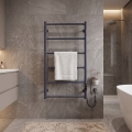 Kúpeľňový rebríkový radiátor CLASSIC 110W/230V 81x52 cm nerez/antracit pravostranné prevedenie