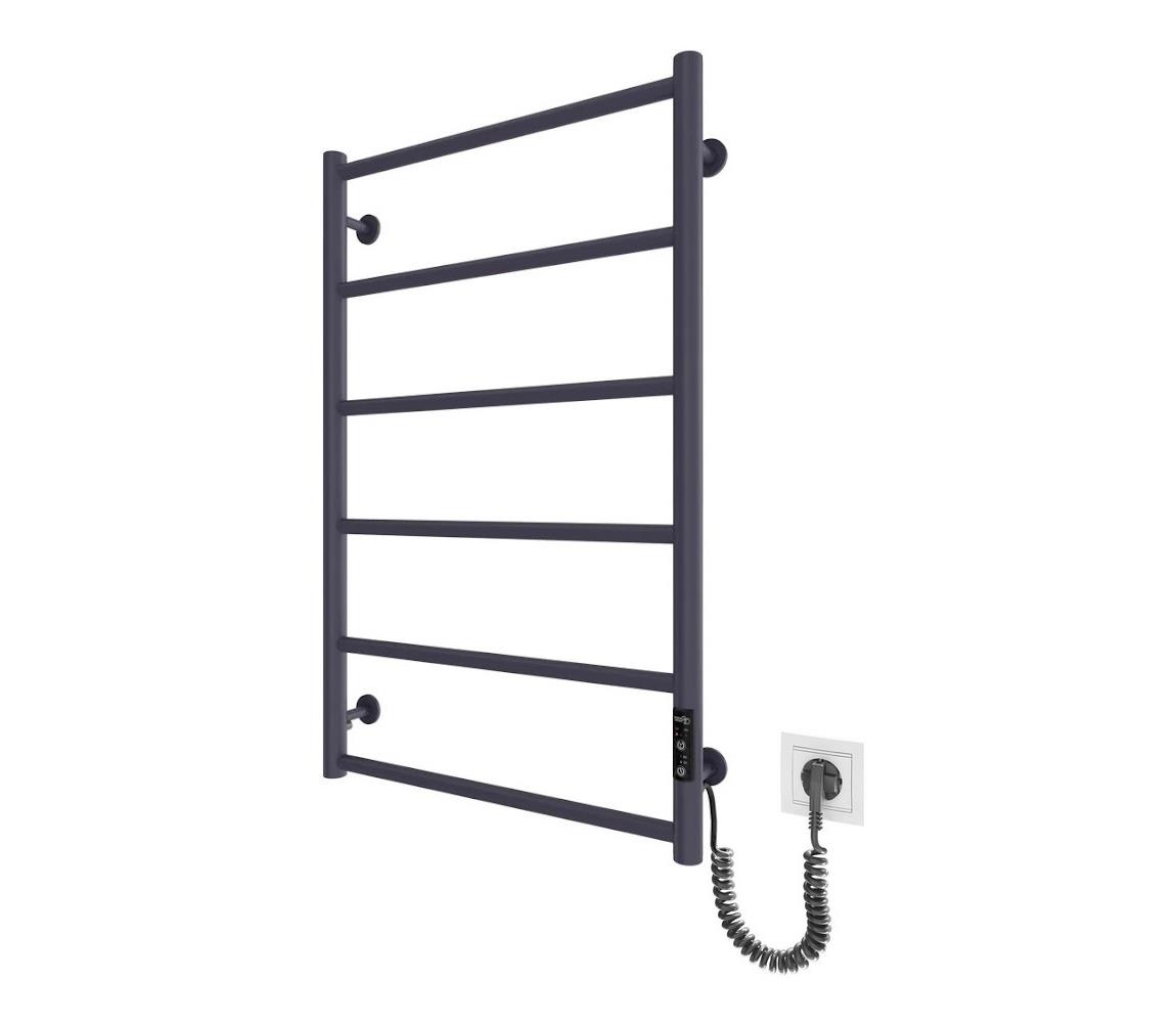 Mario-Radiators Kúpeľňový rebríkový radiátor CLASSIC 110W/230V 81x52 cm nerez/antracit pravostranné prevedenie 2.138.044890.GR