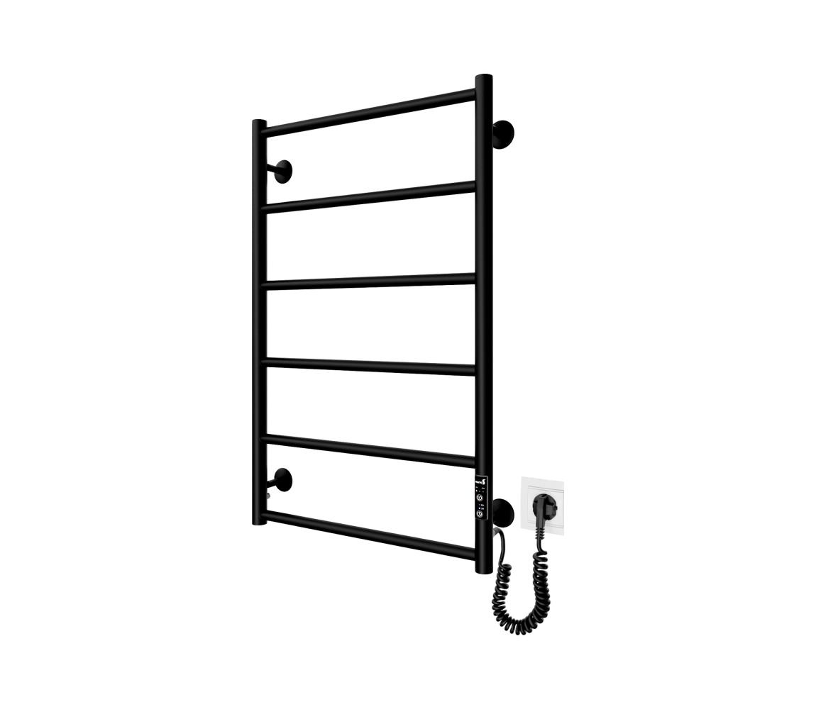 Mario-Radiators Kúpeľňový rebríkový radiátor CLASSIC 110W/230V 81x52 cm nerez/čierna pravý 2.3.0703.10.BM