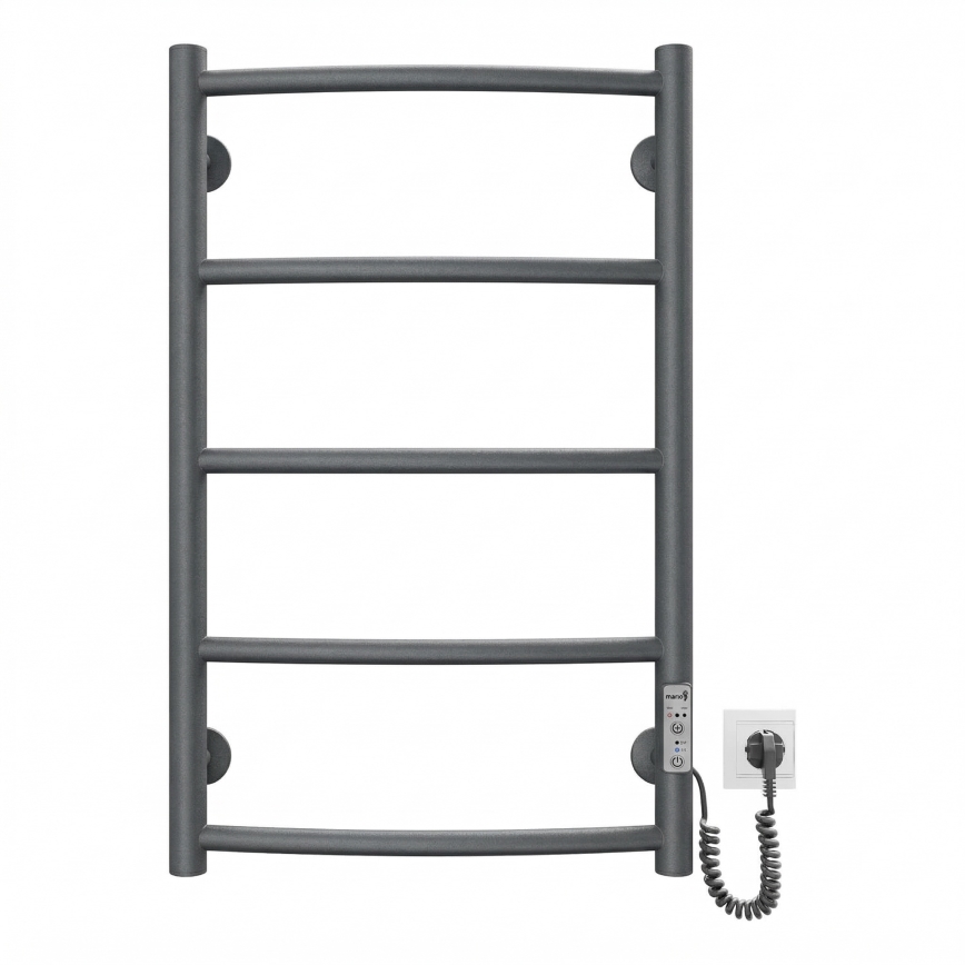 Kúpeľňový rebríkový radiátor CLASSIC 65W/230V 65x43 cm nerez/antracit pravý