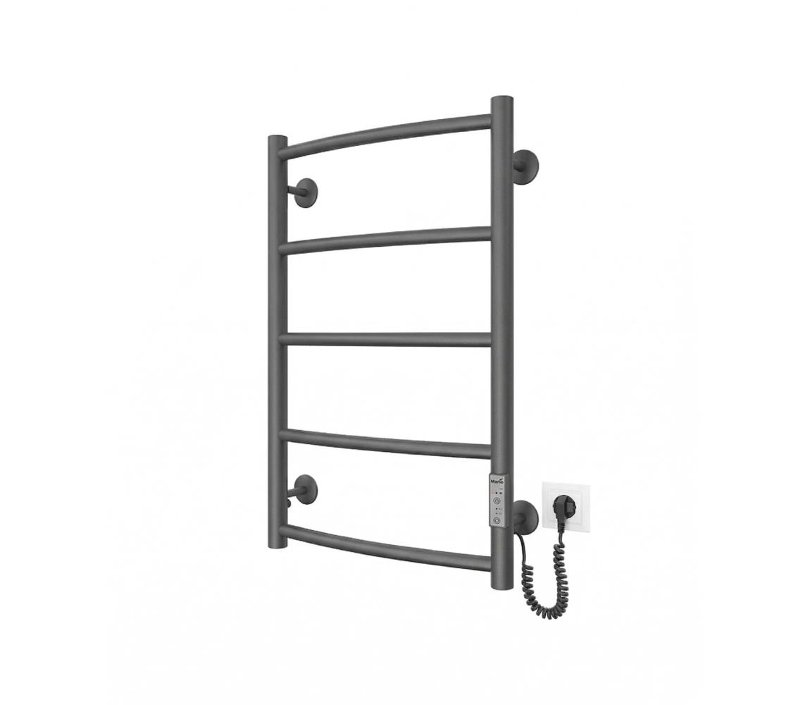 Mario-Radiators Kúpeľňový rebríkový radiátor CLASSIC 65W/230V 66x42 cm nerez/antracit pravý 2.9.045896.GR