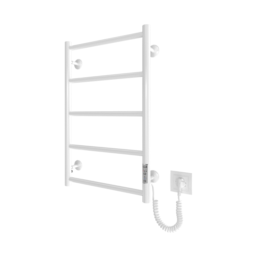 Kúpeľňový rebríkový radiátor CLASSIC 65W/230V 66x42 cm nerez/biela pravá