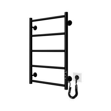 Kúpeľňový rebríkový radiátor CLASSIC 65W/230V 66x42 cm nerez/čierna pravostranné prevedenie