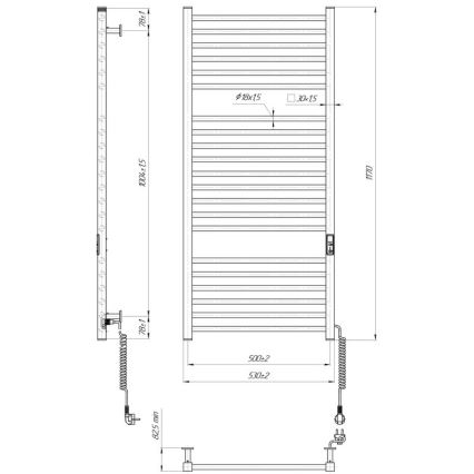 Kúpeľňový rebríkový radiátor HF DERBY 255W/230V 117x53 cm čierna