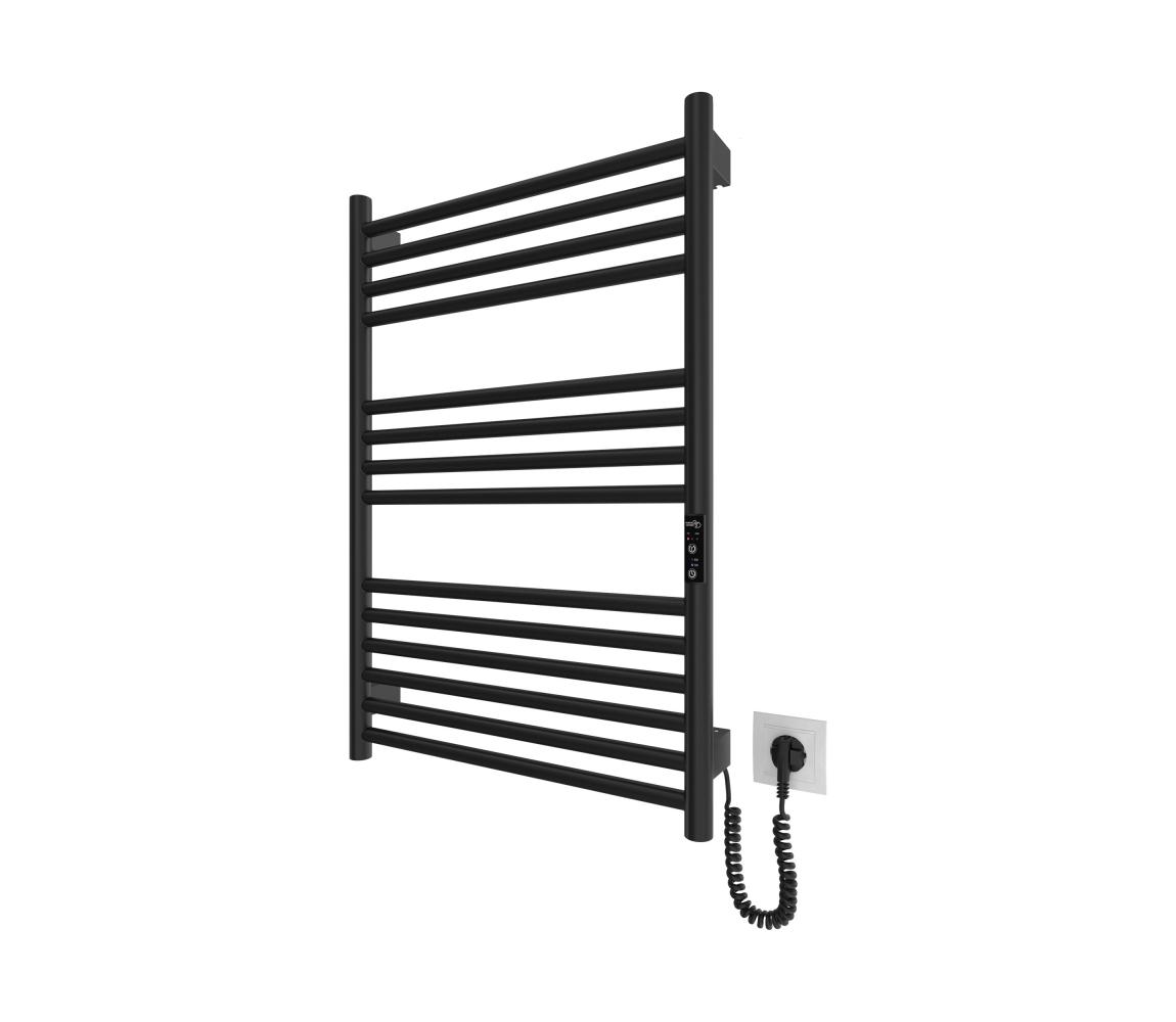Mario-Radiators Kúpeľňový rebríkový radiátor HF GREENWICH 170W/230V 77x53 cm čierny pravý guľatý 6.1.0302.06.BM
