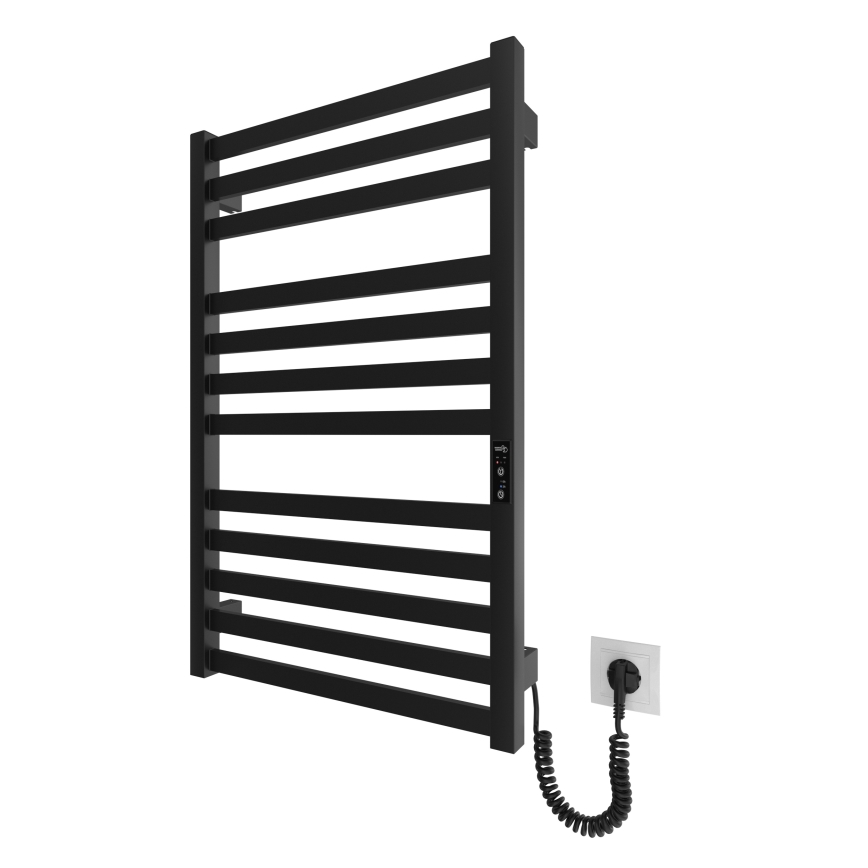 Kúpeľňový rebríkový radiátor HF OXFORD 170W/230V 77x53 cm čierna