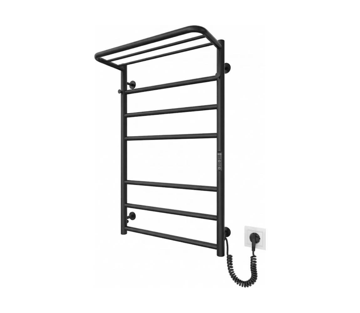 Mario-Radiators Kúpeľňový rebríkový radiátor HOME 95W/230V 77x53 cm nerez/čierny pravý 2.9.046201.BM