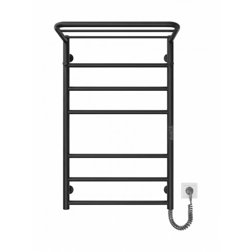 Kúpeľňový rebríkový radiátor HOME 95W/230V 77x53 cm nerez/čierny pravý