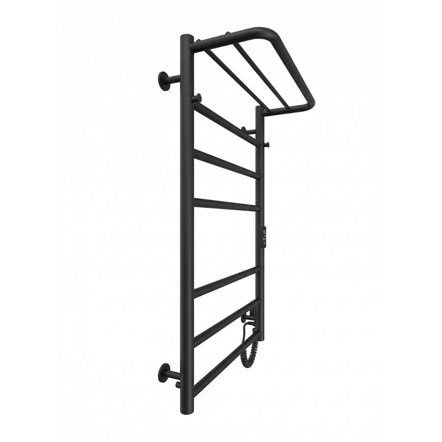 Kúpeľňový rebríkový radiátor HOME 95W/230V 77x53 cm nerez/čierny pravý