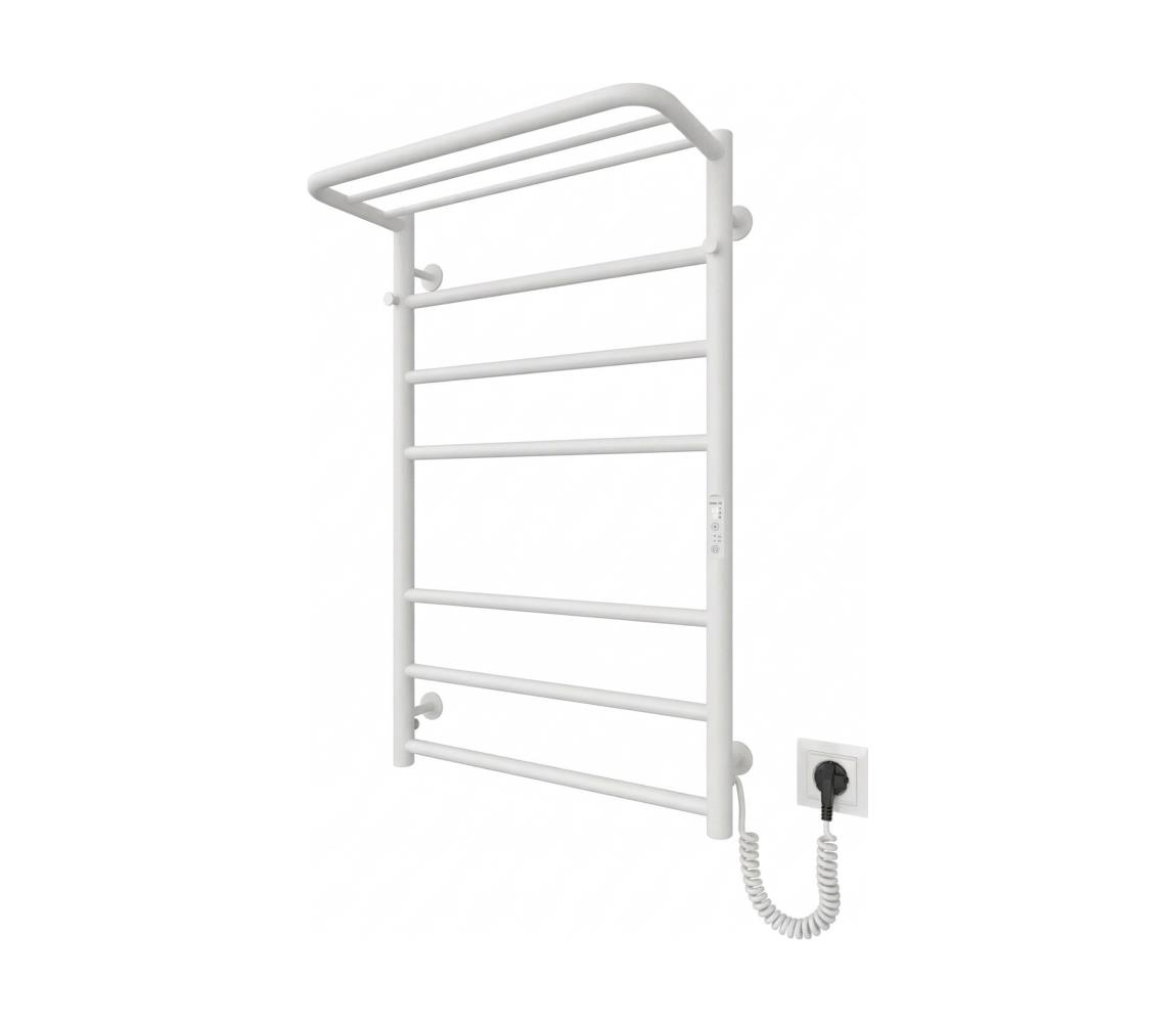 Mario-Radiators Kúpeľňový rebríkový radiátor HOME 95W/230V 77x53 cm nerezový/biely pravý 2.9.046190.WM