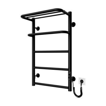 Kúpeľňový rebríkový radiátor HOTEL 75W/230V 66x42 cm nerez/čierny pravý