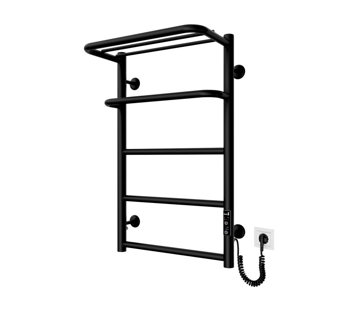 Mario-Radiators Kúpeľňový rebríkový radiátor HOTEL 75W/230V 66x42 cm nerez/čierny pravý 2.3.6200.11.BM