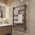 Kúpeľňový rebríkový radiátor INOX FLAT 122W/230V 57x43 cm nerez/antracit
