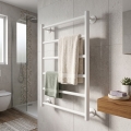Kúpeľňový rebríkový radiátor INOX FLAT 122W/230V 57x43 cm nerez/biela