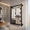 Kúpeľňový rebríkový radiátor INOX FLAT 122W/230V 57x43 cm nerez/čierny
