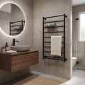 Kúpeľňový rebríkový radiátor INOX FLAT 163W/230V 77x53 cm nerez/čierna
