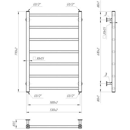 Kúpeľňový rebríkový radiátor INOX TOKIO 161W/230V 77x53 cm nerez/antracit