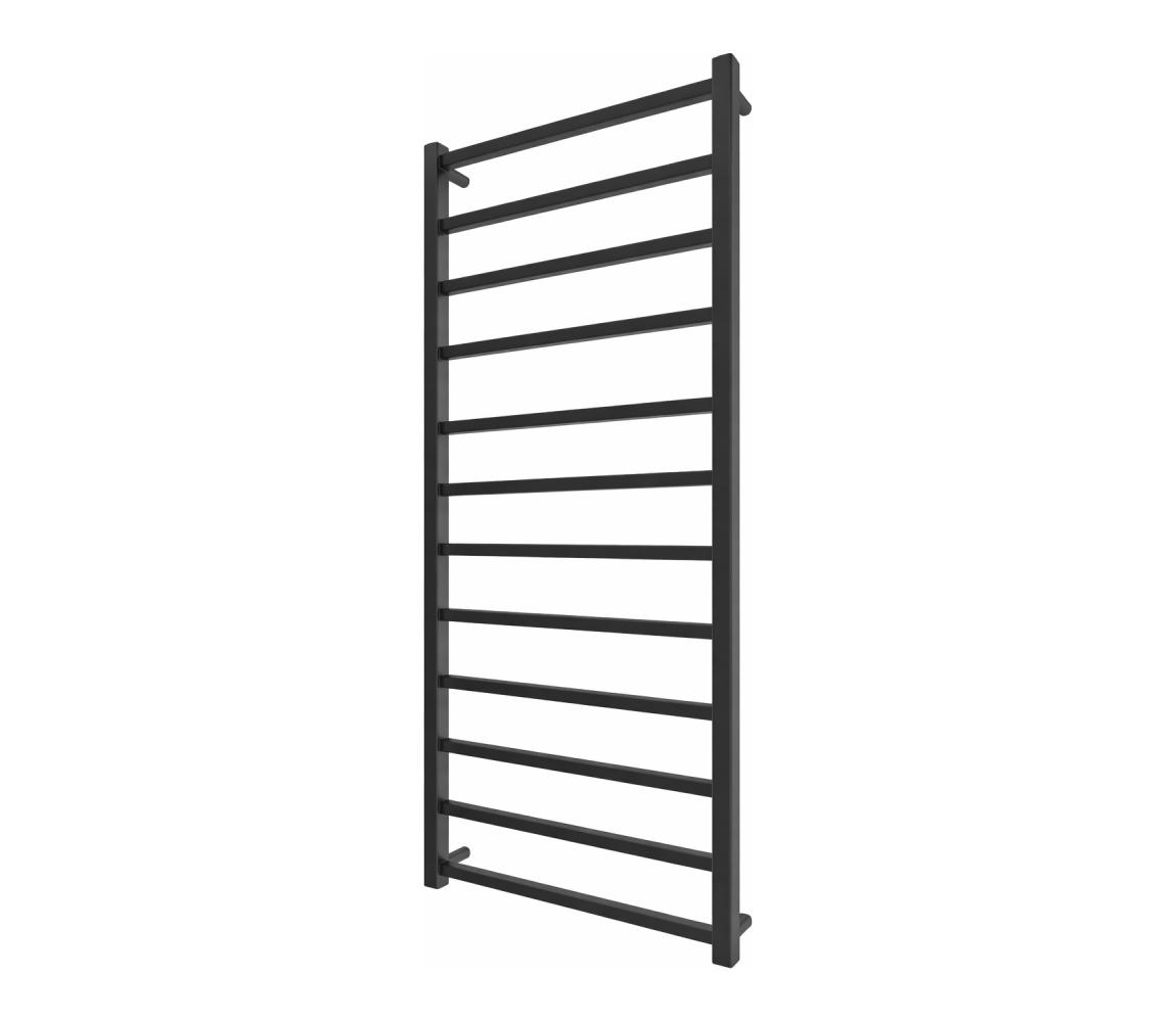 Mario-Radiators Kúpeľňový rebríkový radiátor INOX TOKIO 233 W/230 V 117x53 cm nerez/čierny 1.072.048845.BM