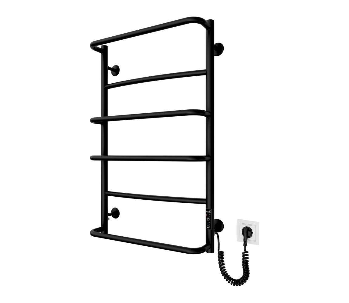 Mario-Radiators Kúpeľňový rebríkový radiátor LUX 105W/230V 81x52 cm nerez/čierna, pravostranný 2.3.0315.10.BM