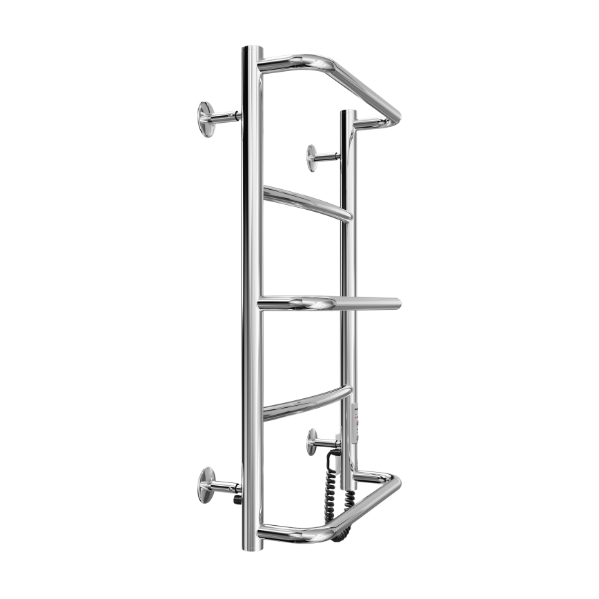 Kúpeľňový rebríkový radiátor LUX 65W/230V 65x43 cm nerez/lesklý chróm pravé pripojenie