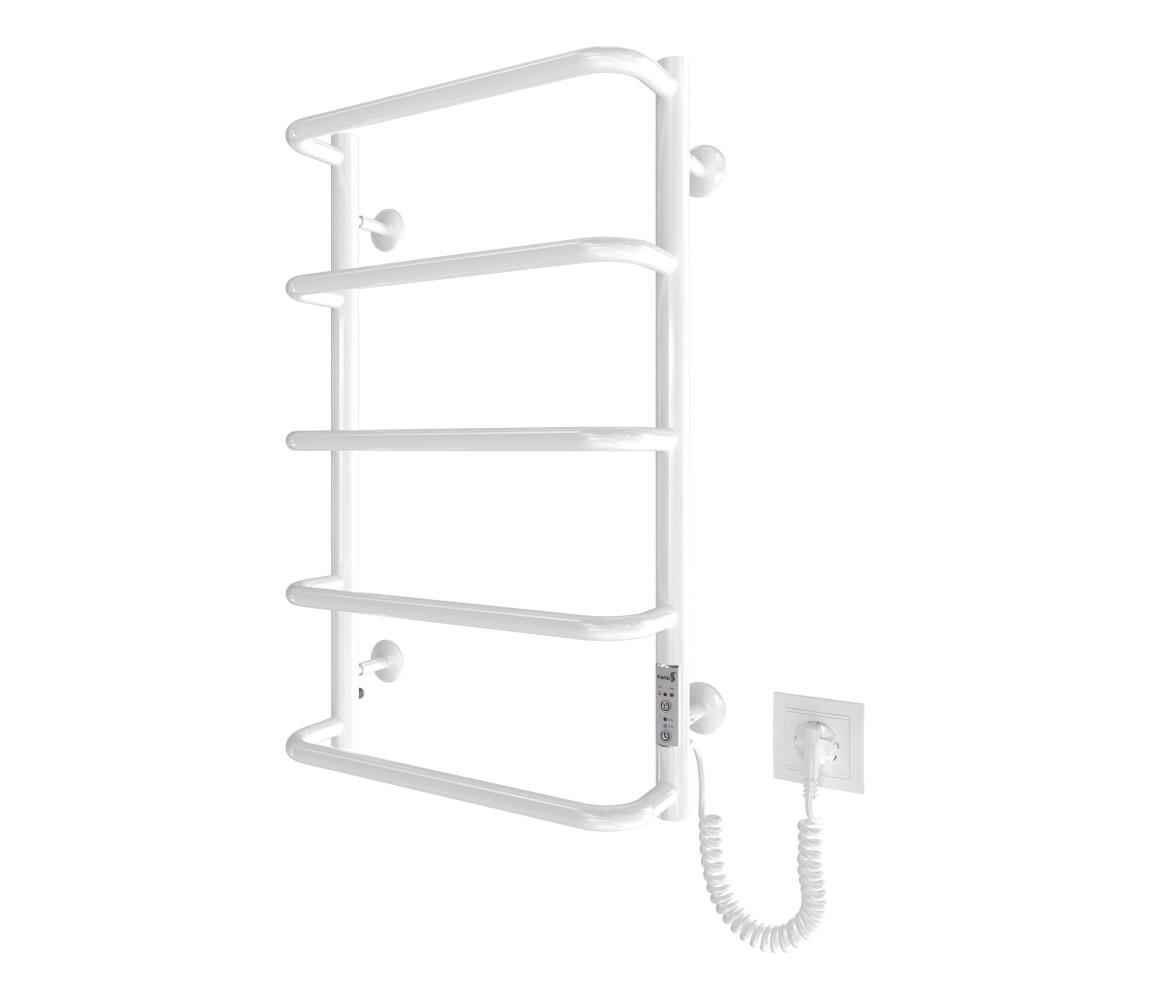 Mario-Radiators Kúpeľňový rebríkový radiátor LUX 65W/230V 66x42 cm nerez/biela pravý 2.3.0313.10.WM