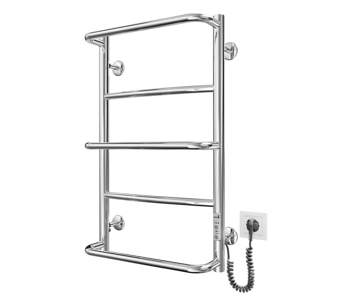 Mario-Radiators Kúpeľňový rebríkový radiátor LUX 65W/230V 66x42 cm nerez/lesklý chróm pravostranný 2.3.0313.10.P