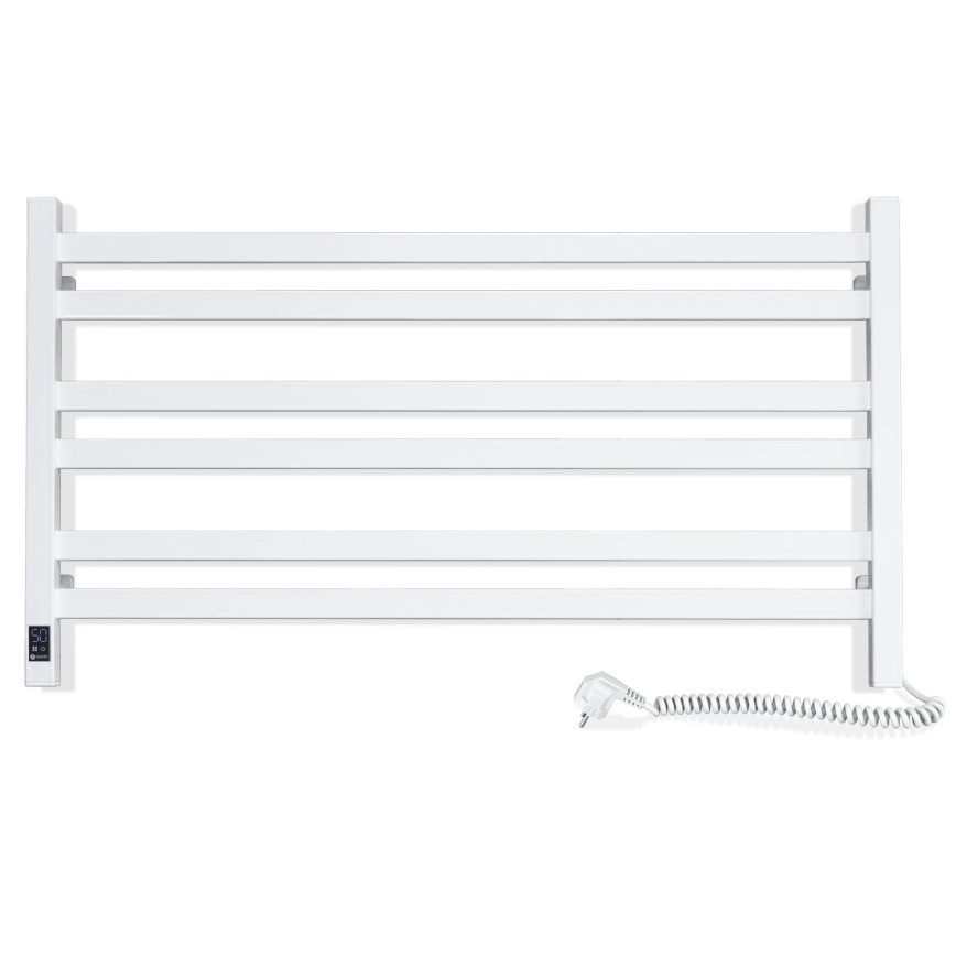 Kúpeľňový rebríkový radiátor s termostatom AVANGARD 316W/230V, 50,6 cm, IP44, biely, pravostranný, hranatý