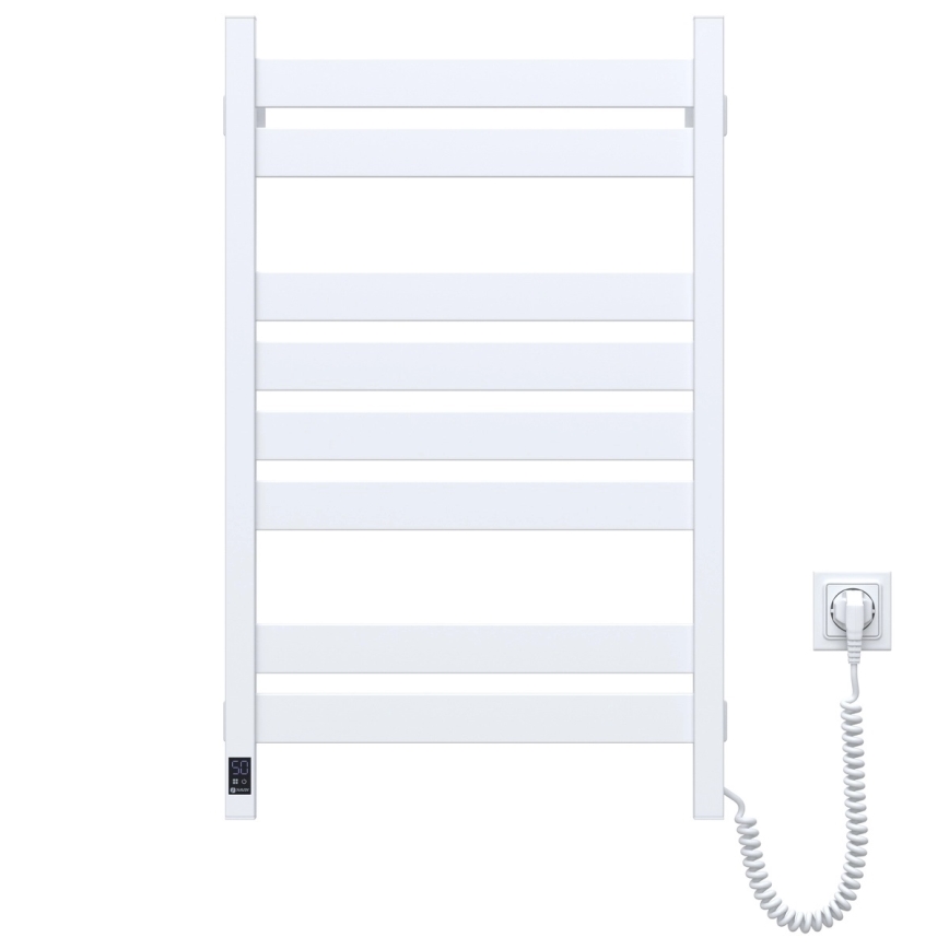 Kúpeľňový rebríkový radiátor s termostatom LARGO 432W/230V 80,6 cm IP44 biely pravostranný hranatý