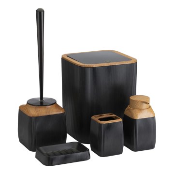 Kúpeľňový set CRYSTAL 5 ks čierna/hnedá