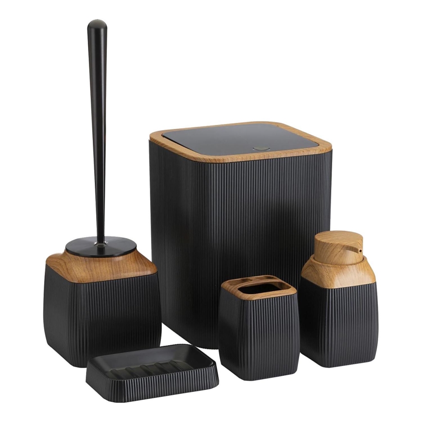 Kúpeľňový set CRYSTAL 5 ks čierna/hnedá