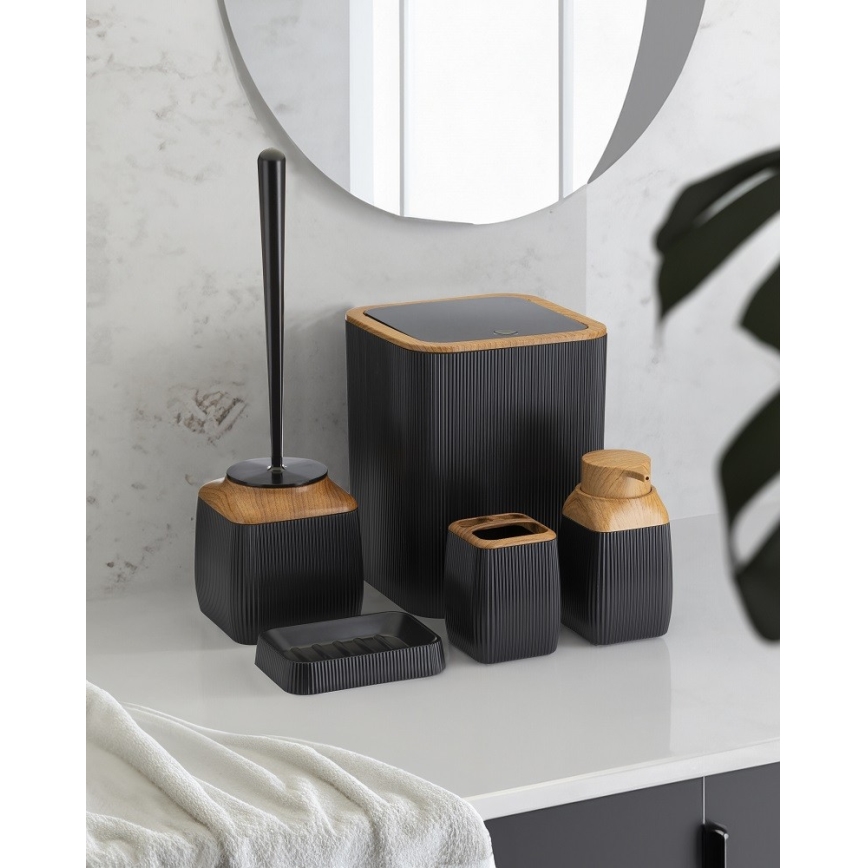Kúpeľňový set CRYSTAL 5 ks čierna/hnedá